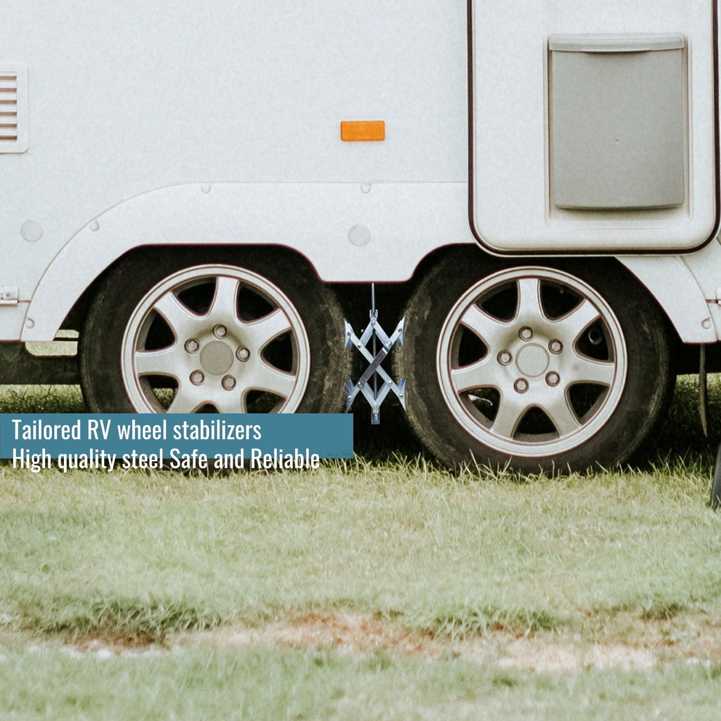 Wheel Stabilizer RV Tire Stabilizers X-Shaped Wheel Chock Stabilizer, for Campers Travel Trailers Trucks, Spaced 10.5inch Apart - Renee Lane Company