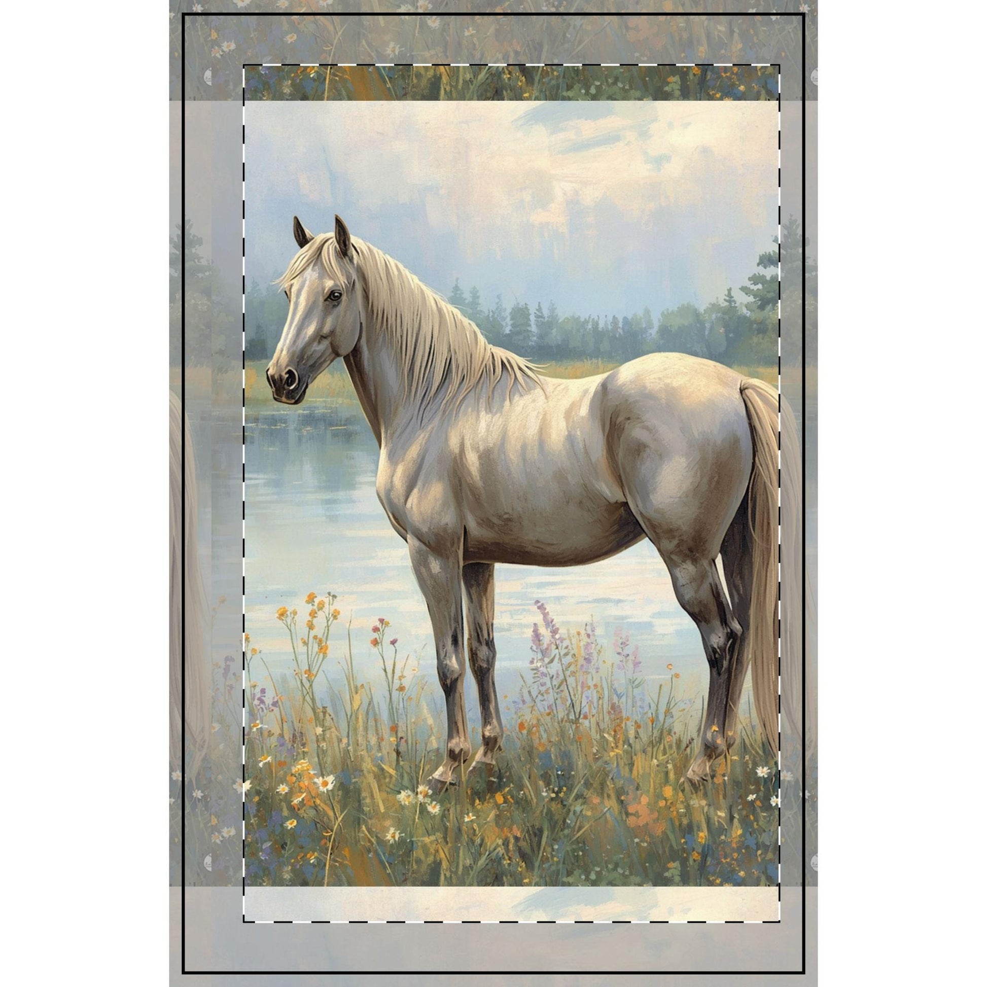 White Horse Painting Spiral Notebook | Dotted Journal, Meadow Lake Horse Art - Renee Lane Company