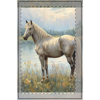 White Horse Painting Spiral Notebook | Dotted Journal, Meadow Lake Horse Art - Renee Lane Company