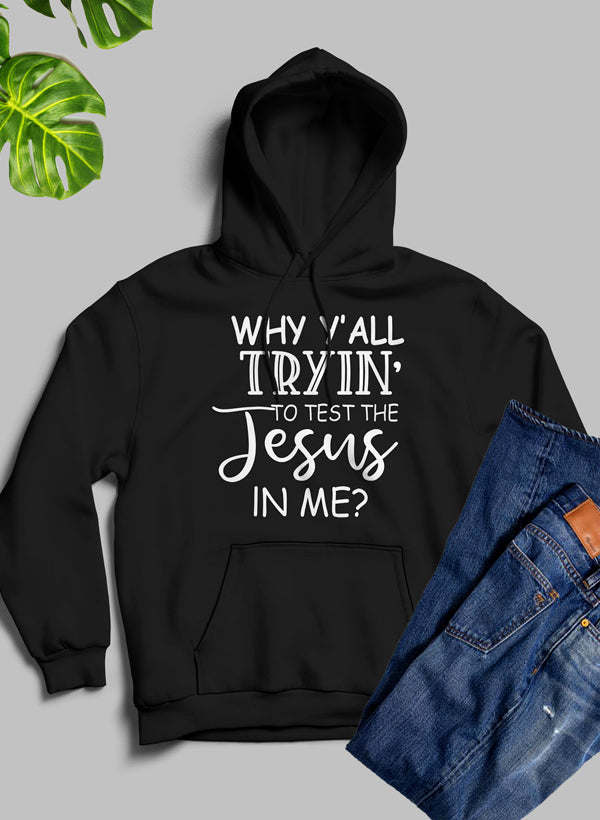 Why YAll Tryin To Test The Jesus In Me Hoodie - Renee Lane Company