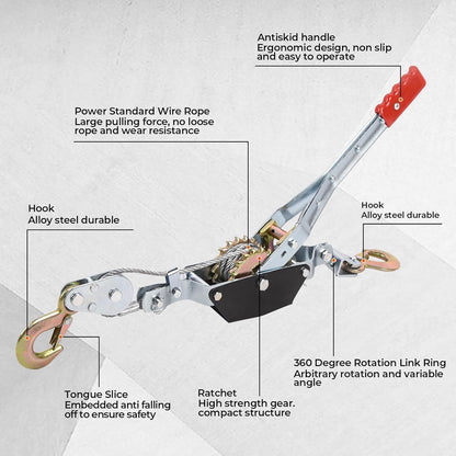 Winch Ratchet Tool, Gear Power Puller,Pulling Boat Marine,Heavy Duty Cable Come Along Tool,Automotive Hoist Winch Puller - Renee Lane Company