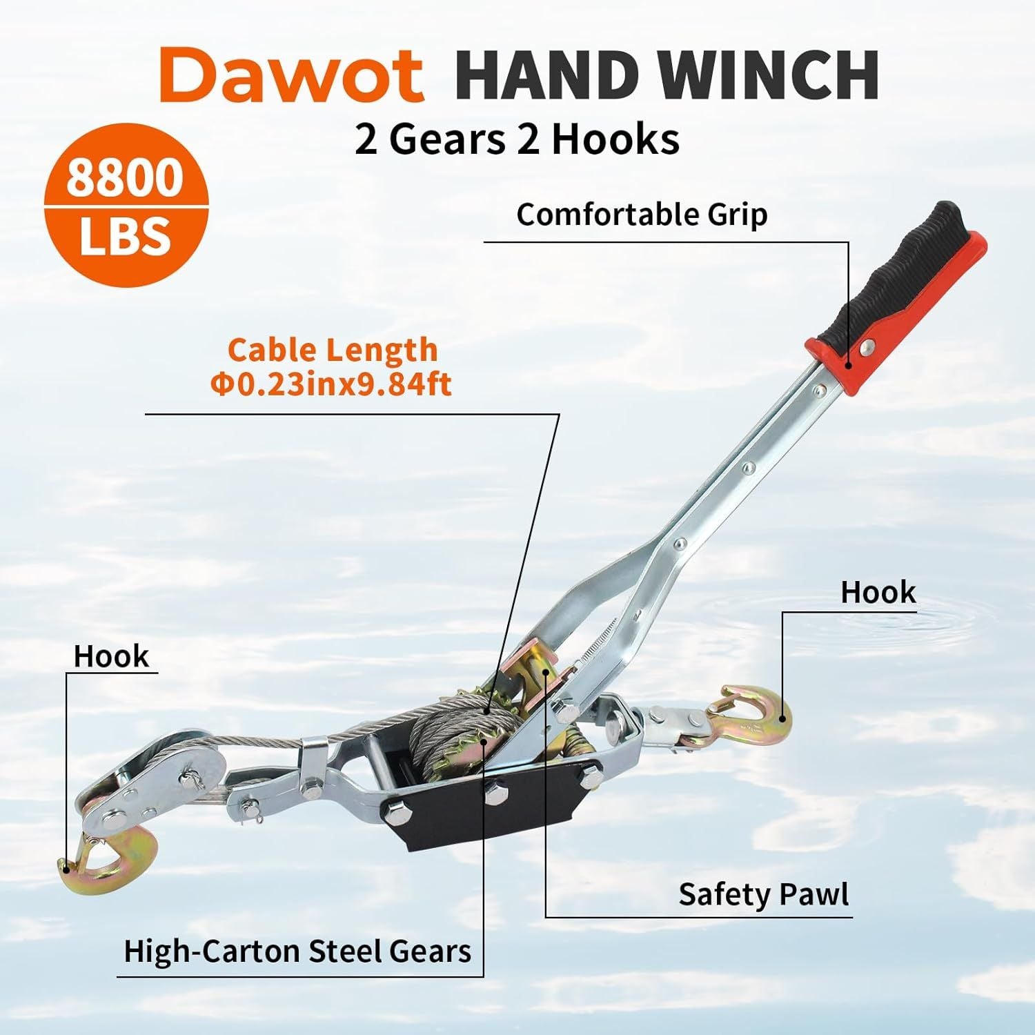 Winch Ratchet Tool, Gear Power Puller,Pulling Boat Marine,Heavy Duty Cable Come Along Tool,Automotive Hoist Winch Puller - Renee Lane Company