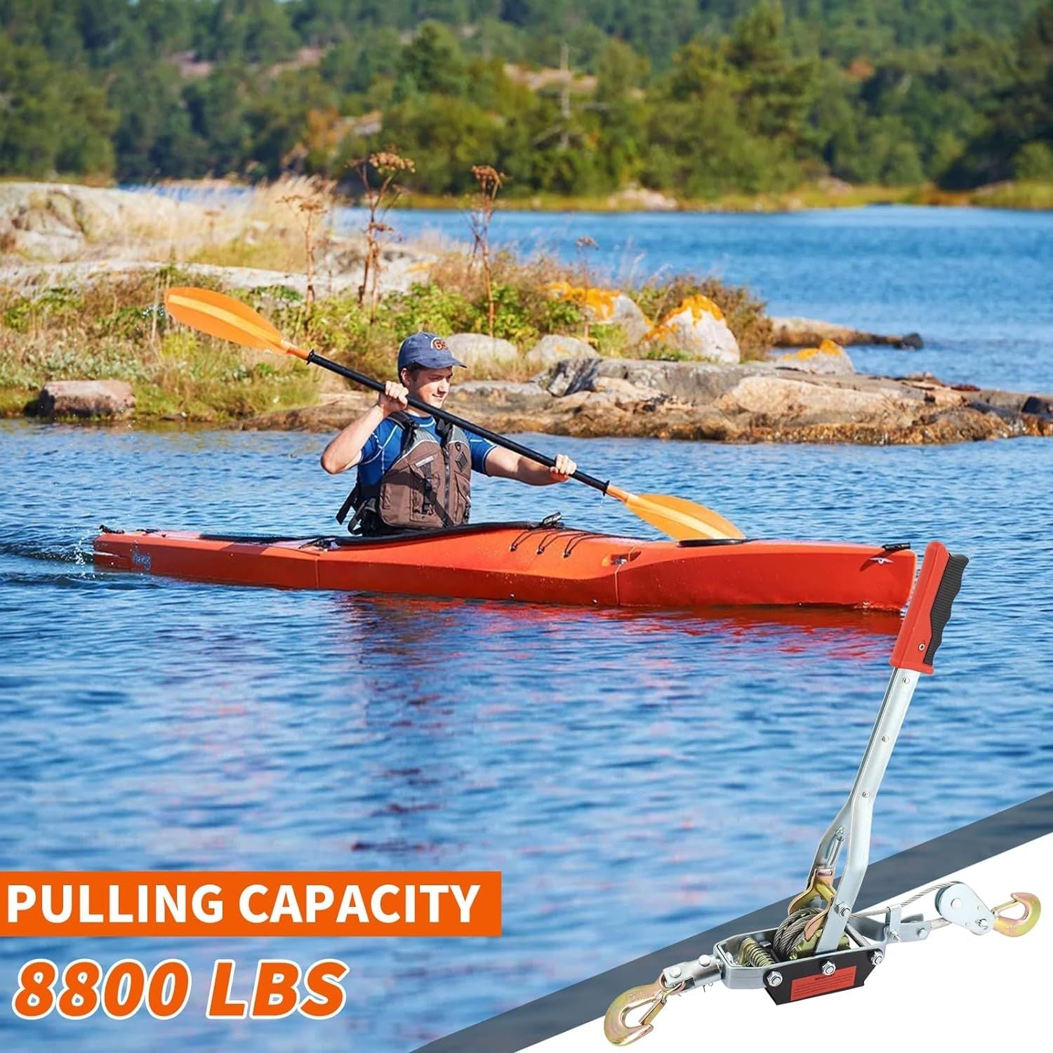 Winch Ratchet Tool, Gear Power Puller,Pulling Boat Marine,Heavy Duty Cable Come Along Tool,Automotive Hoist Winch Puller - Renee Lane Company
