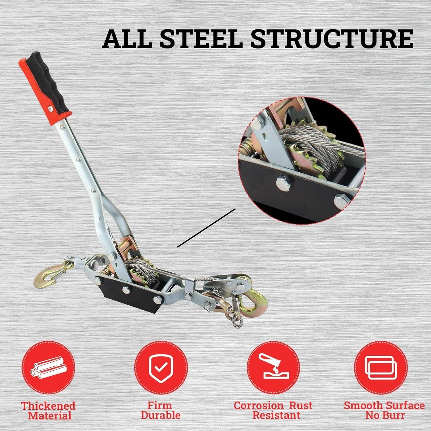 Winch Ratchet Tool, Gear Power Puller,Pulling Boat Marine,Heavy Duty Cable Come Along Tool,Automotive Hoist Winch Puller - Renee Lane Company