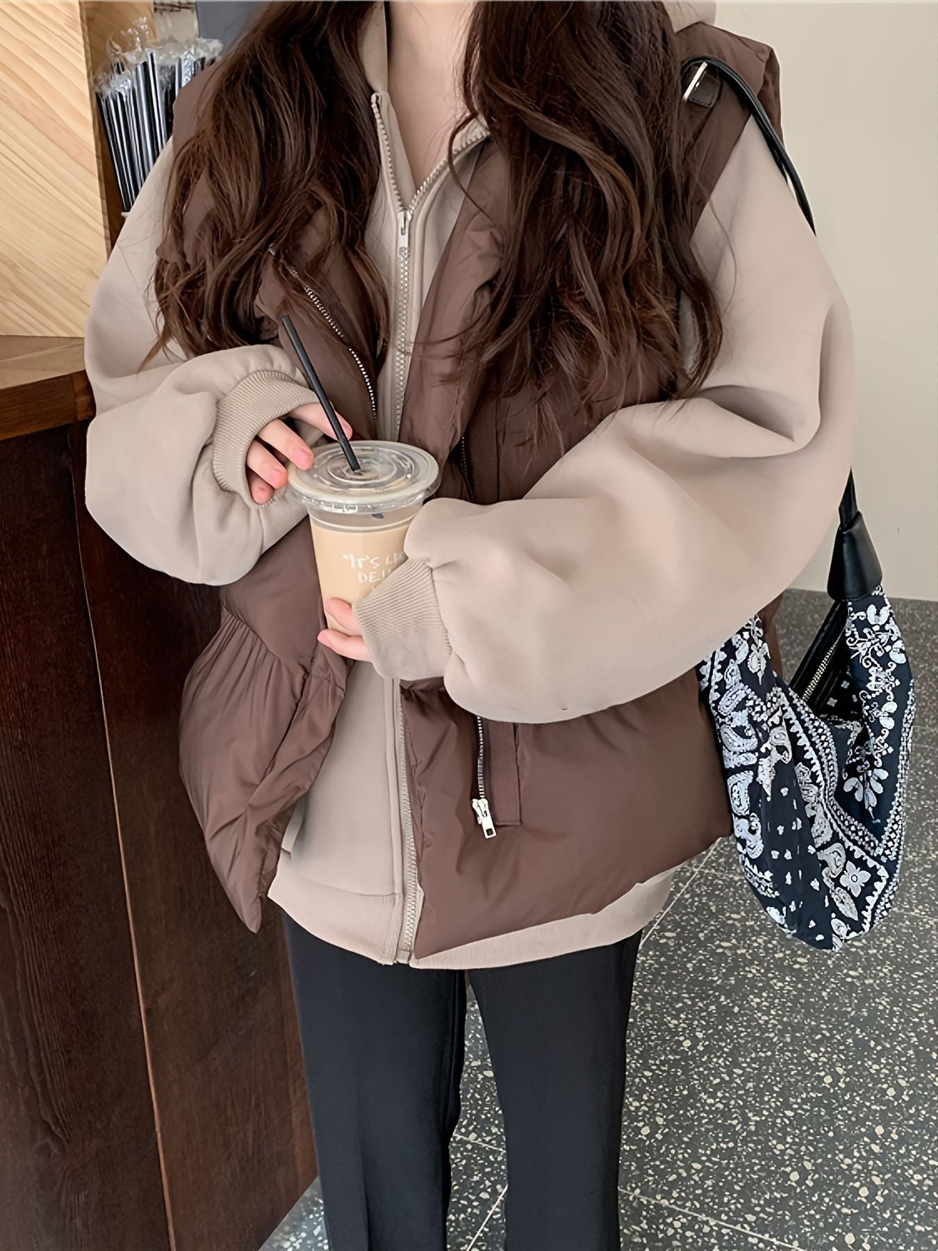 Winter Lapel Puffer Vest , Casual Pocket Fashion Loose Puffer Vest, Women's Clothing - Renee Lane Company