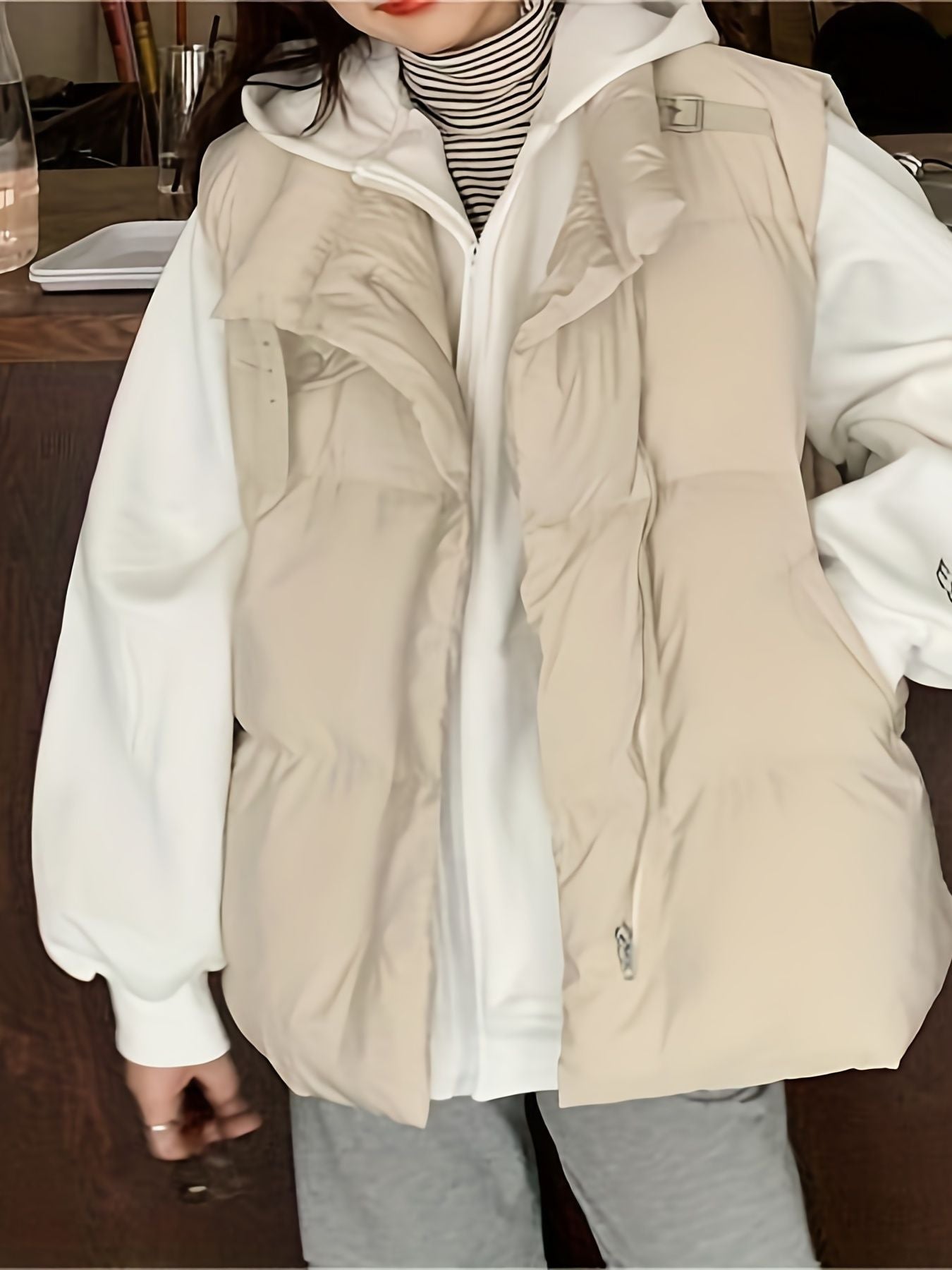 Winter Lapel Puffer Vest , Casual Pocket Fashion Loose Puffer Vest, Women's Clothing - Renee Lane Company