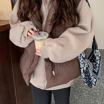 Winter Lapel Puffer Vest , Casual Pocket Fashion Loose Puffer Vest, Women's Clothing - Renee Lane Company