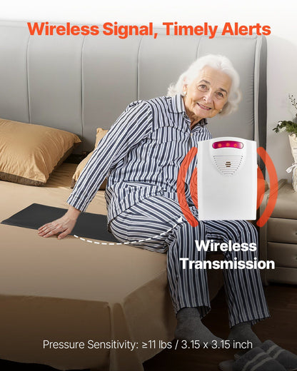 Wireless Bed Alarm System for Elderly - 14x30 Inch Safety Pad with Pager for Home & Hospital Fall Prevention - Renee Lane Company