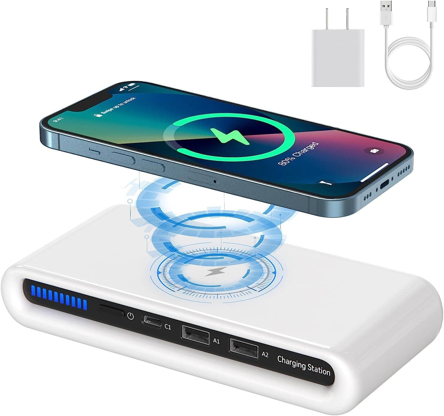 Wireless Charger 30W USB Wireless Charging Station for Multiple Device with USB C Ports Compatible for iPhone 14/13/12/Pro Max Google Pixel - Renee Lane Company