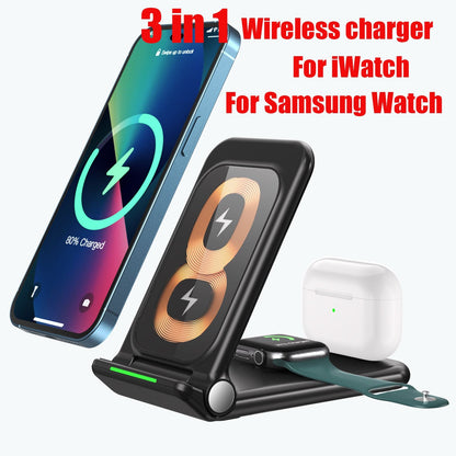 Wireless Chargers 3 in 1 Induction Charger Station for Samsung S22 Ultra Apple Watch Airpods 3 iPhone 14 Pro Max 13 12 11 Xiaomi - Renee Lane Company