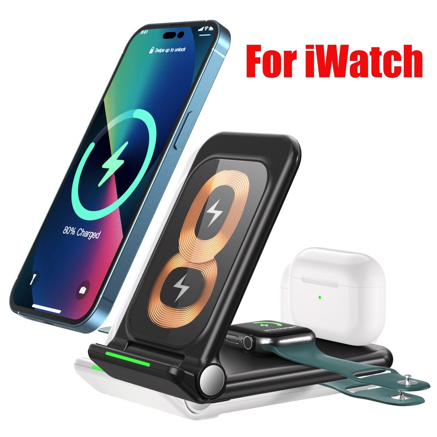 Wireless Chargers 3 in 1 Induction Charger Station for Samsung S22 Ultra Apple Watch Airpods 3 iPhone 14 Pro Max 13 12 11 Xiaomi - Renee Lane Company