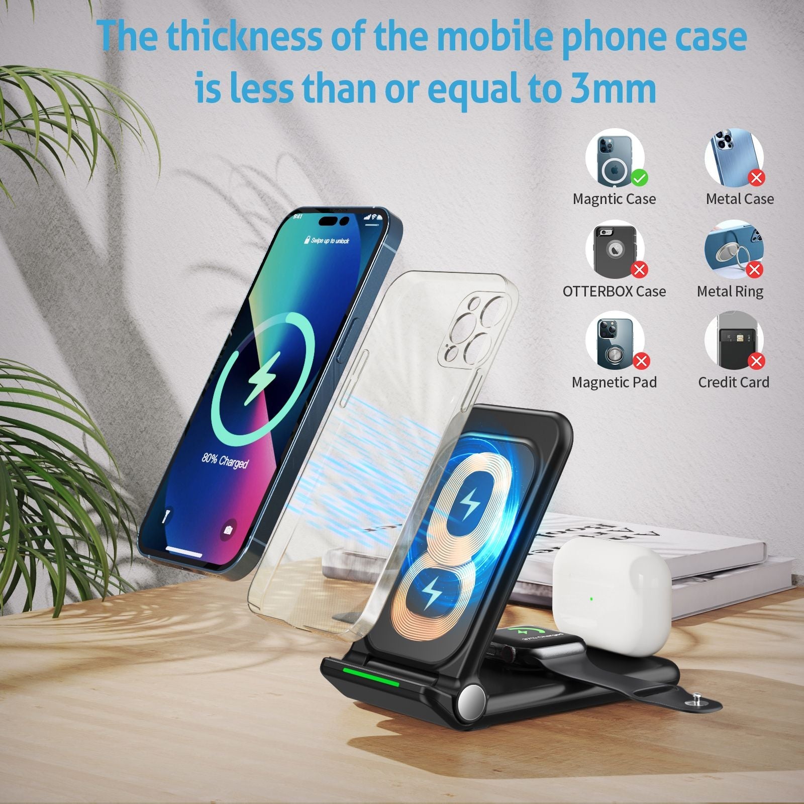 Wireless Chargers 3 in 1 Induction Charger Station for Samsung S22 Ultra Apple Watch Airpods 3 iPhone 14 Pro Max 13 12 11 Xiaomi - Renee Lane Company