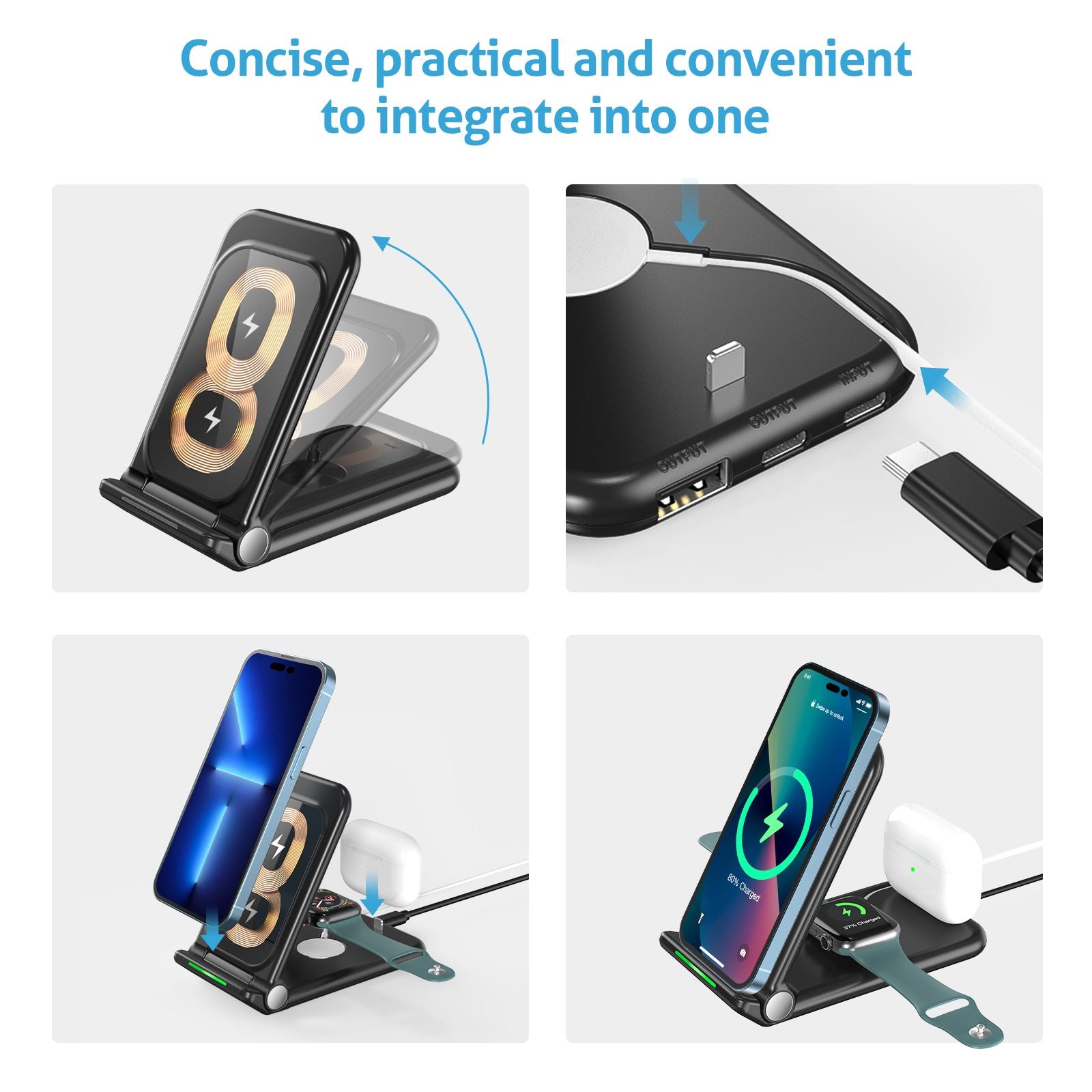 Wireless Chargers 3 in 1 Induction Charger Station for Samsung S22 Ultra Apple Watch Airpods 3 iPhone 14 Pro Max 13 12 11 Xiaomi - Renee Lane Company