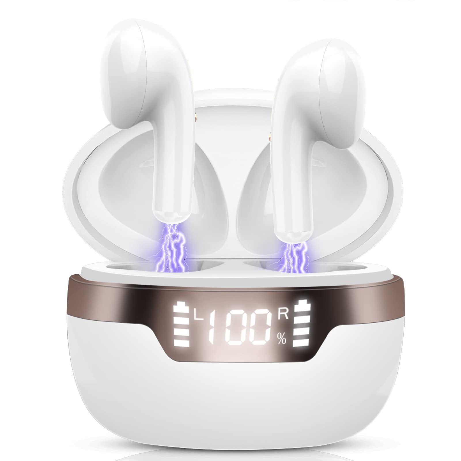 Wireless Earbud Bluetooth 5.2 Headphones with HD Mic [2023] Bluetooth Earphones in Ear Deep Bass Bluetooth Earbud IP7 Waterproof Wireless Headphones 40H Playtime Ear Buds for iPhone Android USB-C - Renee Lane Company