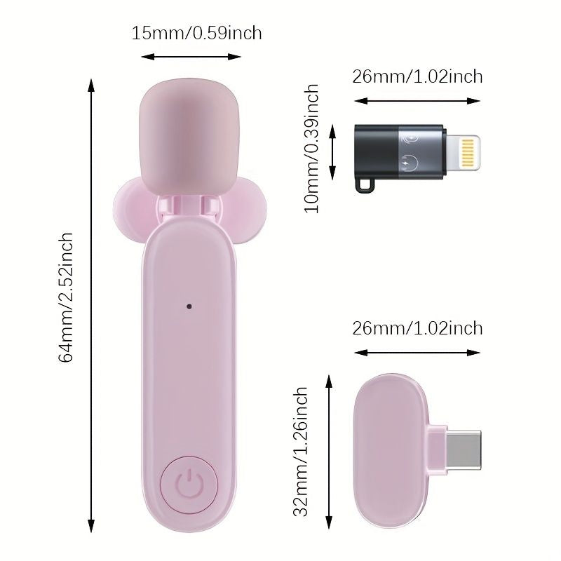 Wireless Lavalier Microphone For IPhone IPad USB C Smartphone Laptop; Plug And Play Noise Reduction Lapel Mic For TikTok YouTube Facebook Live Stream Vlog Video Recording - Renee Lane Company