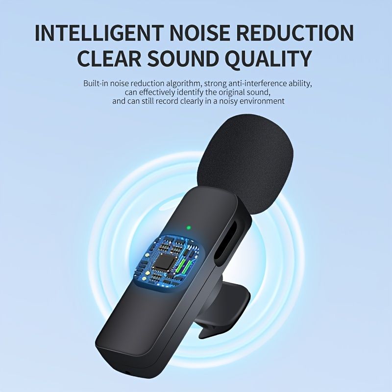 Wireless Lavalier Microphone Two In One Live Recording For Apple Android Mobile Outdoor Shooting Noise Reduction Wheat Microphone Christmas Gift For Women/Kids/Children/Men/Adults - Renee Lane Company