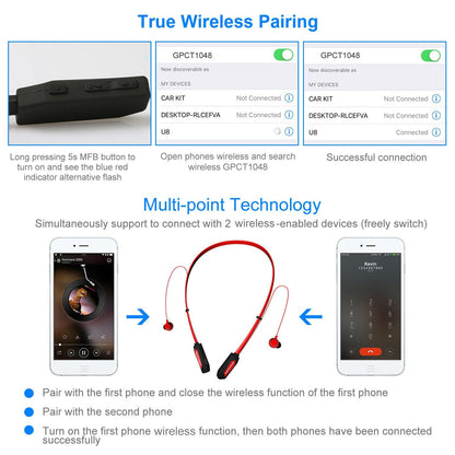 Wireless Neckband Headphones V4.2 Sweat-proof Sport Headsets Earbuds In-Ear Magnetic Neckbands Stereo Earphone - Renee Lane Company