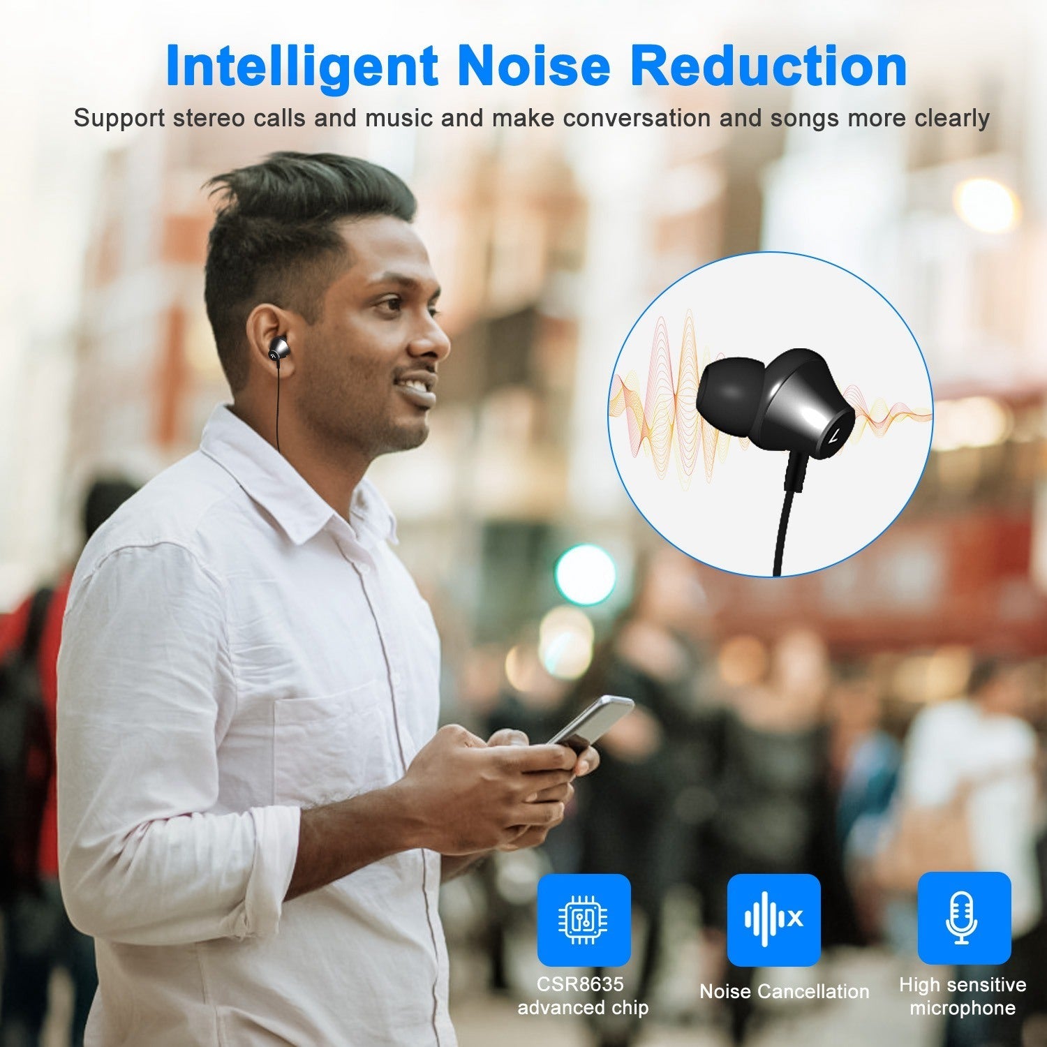 Wireless Neckband Headphones V4.2 Sweat-proof Sport Headsets Earbuds In-Ear Magnetic Neckbands Stereo Earphone - Renee Lane Company