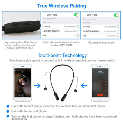 Wireless Neckband Headphones V4.2 Sweat-proof Sport Headsets Earbuds In-Ear Magnetic Neckbands Stereo Earphone - Renee Lane Company