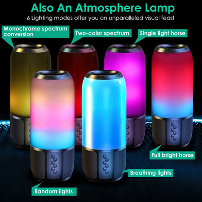 Wireless Portable Speaker Loud Stereo Speaker with 6 Color Changing Lights Radio Party TWS Speaker for Home Outdoor Travelling - Renee Lane Company