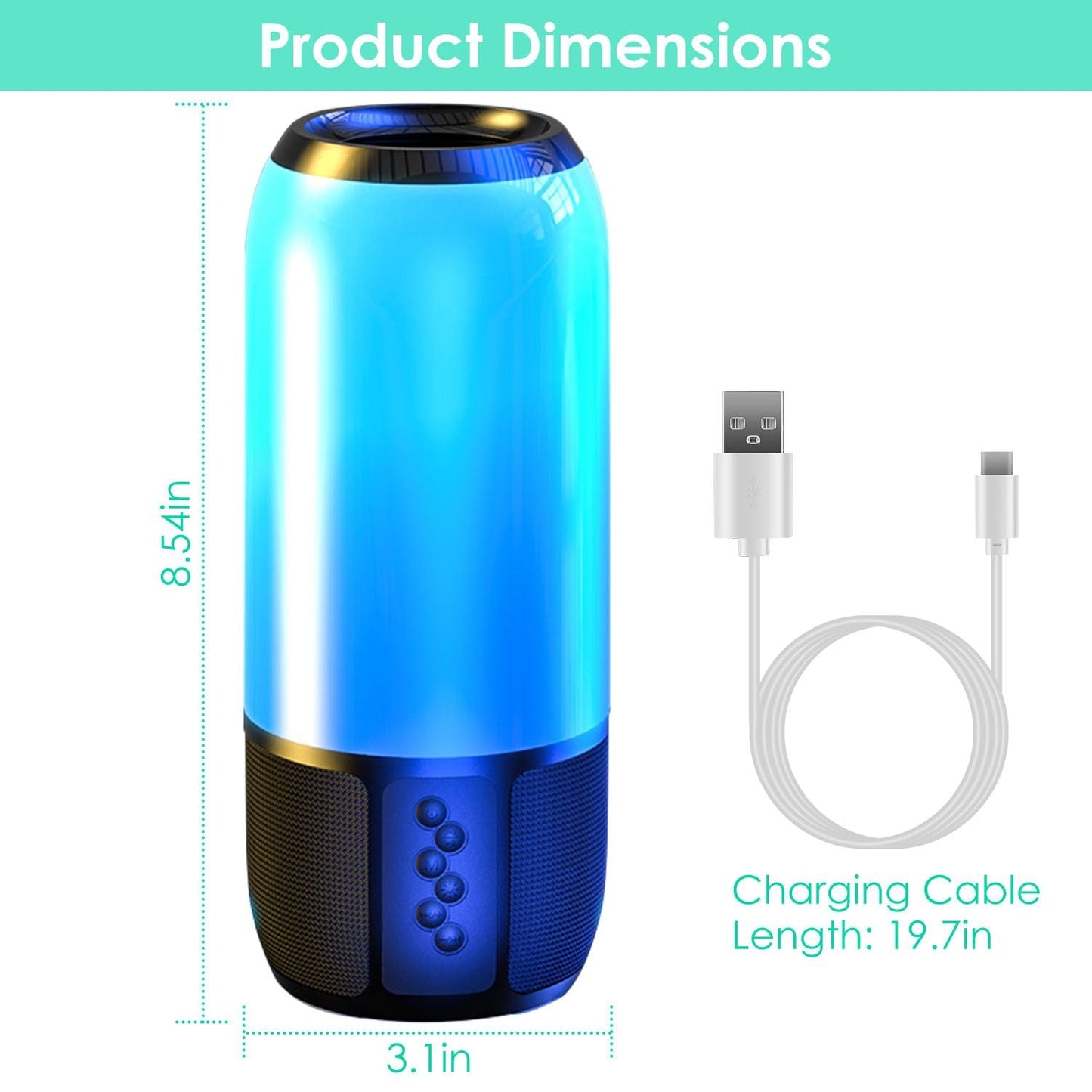 Wireless Portable Speaker Loud Stereo Speaker with 6 Color Changing Lights Radio Party TWS Speaker for Home Outdoor Travelling - Renee Lane Company