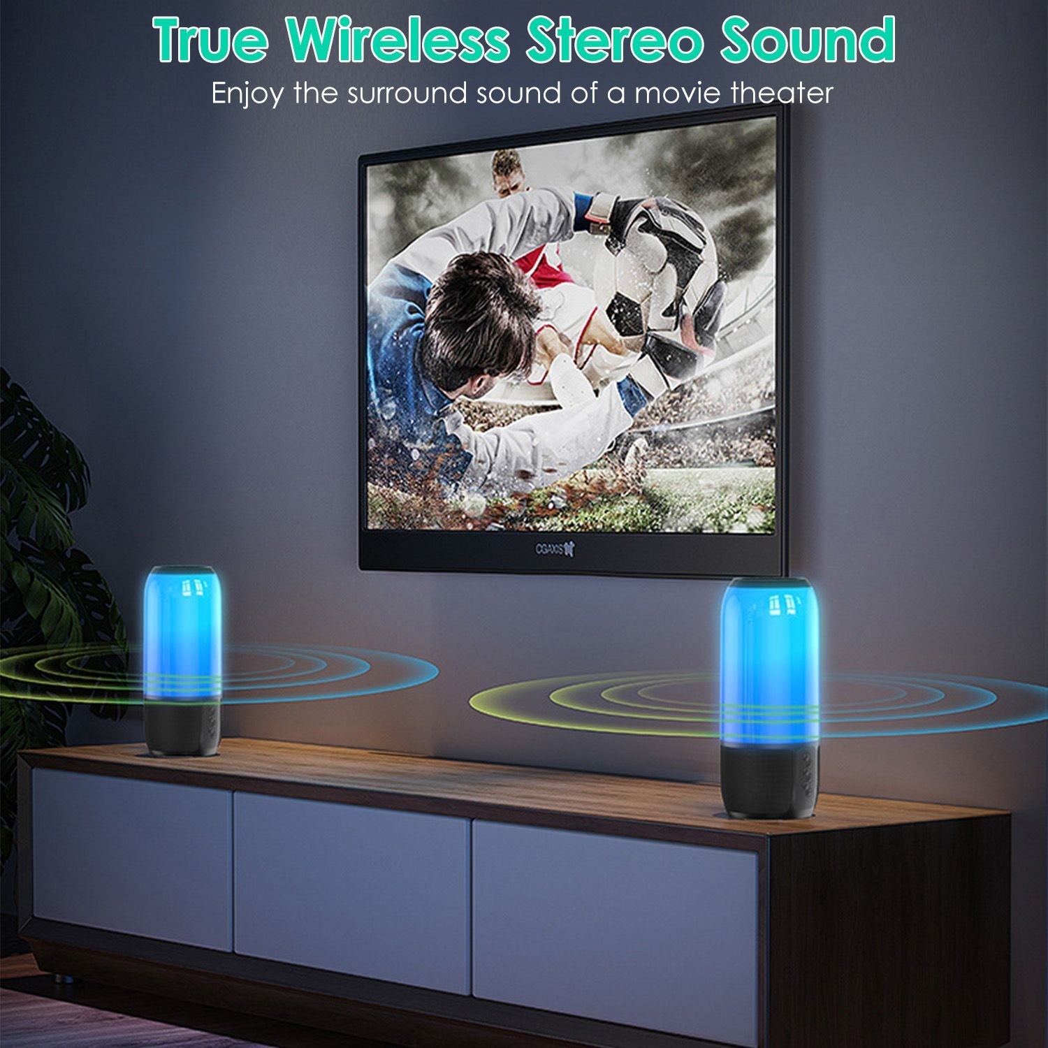 Wireless Portable Speaker Loud Stereo Speaker with 6 Color Changing Lights Radio Party TWS Speaker for Home Outdoor Travelling - Renee Lane Company