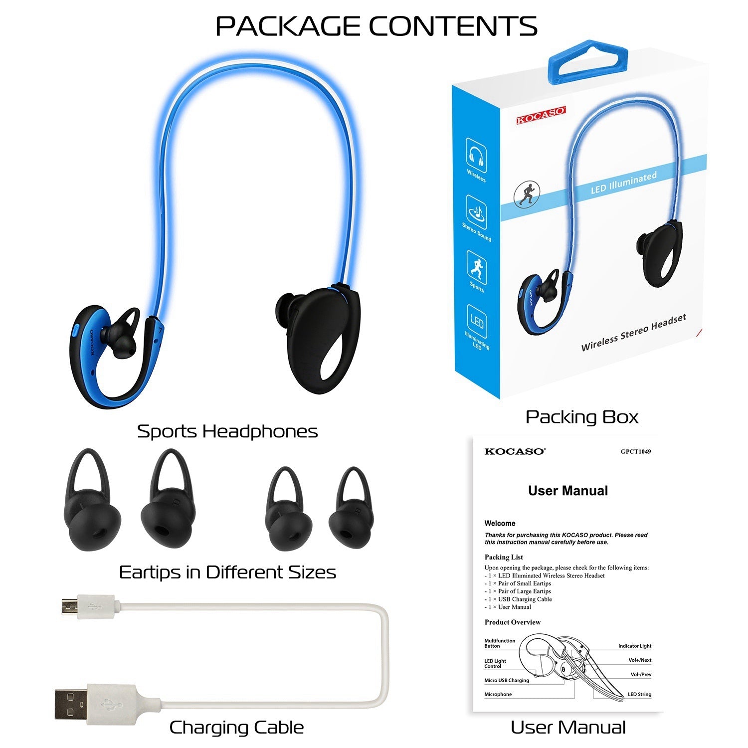 Wireless Sports Headsets Wireless V4.1 Neckband Earphones HD Stereo Sweat-proof Headphones Earbuds - Renee Lane Company
