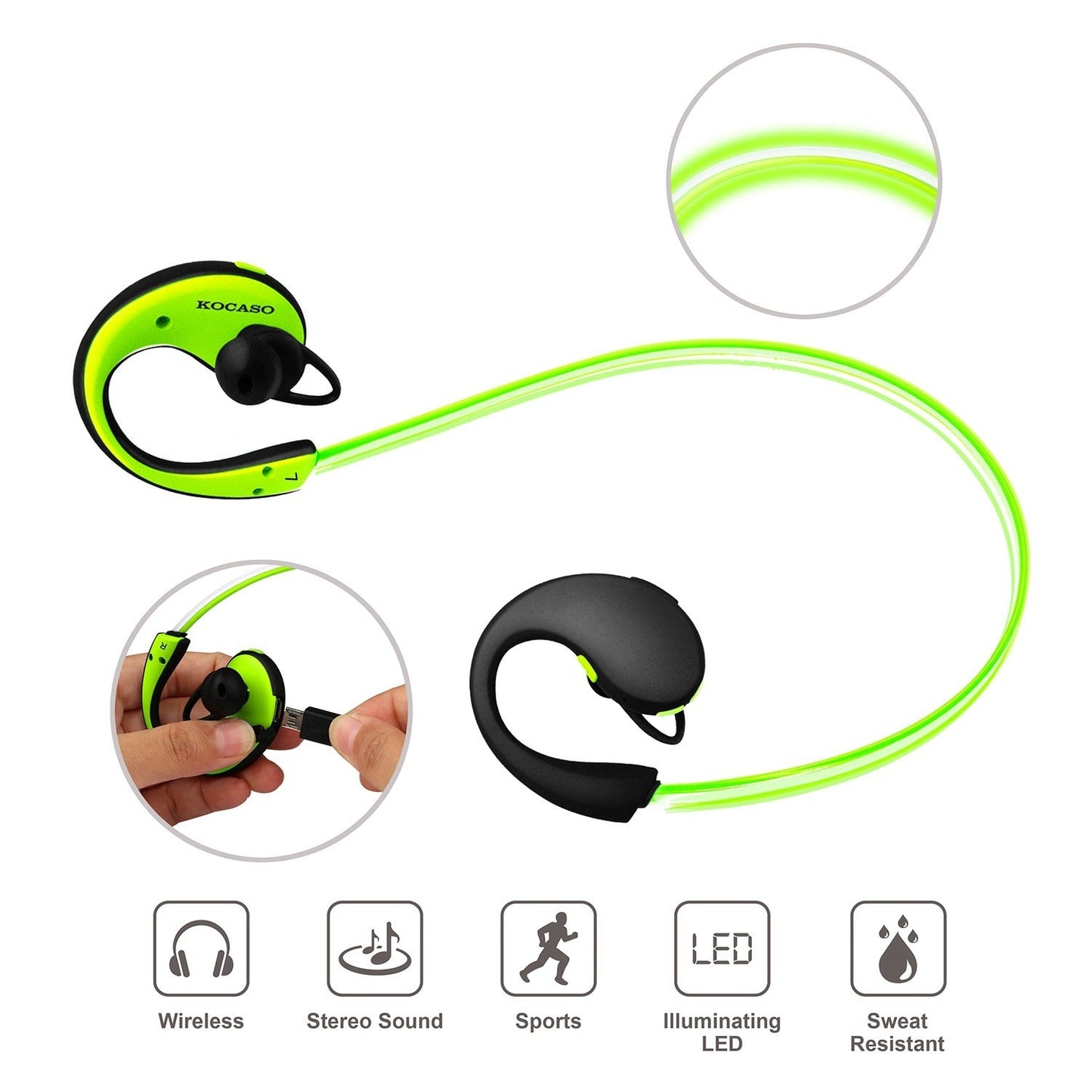 Wireless Sports Headsets Wireless V4.1 Neckband Earphones HD Stereo Sweat-proof Headphones Earbuds - Renee Lane Company