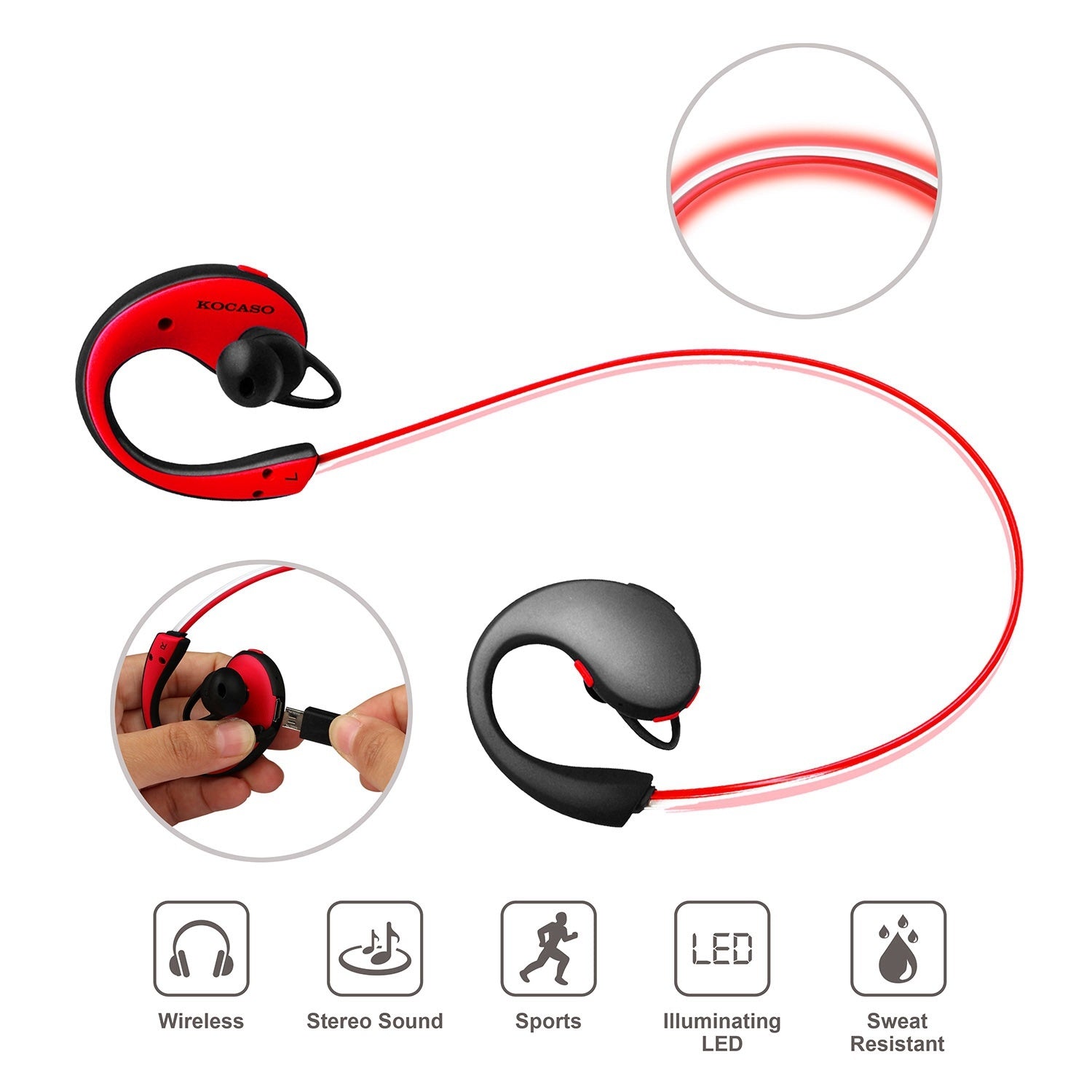 Wireless Sports Headsets Wireless V4.1 Neckband Earphones HD Stereo Sweat-proof Headphones Earbuds - Renee Lane Company