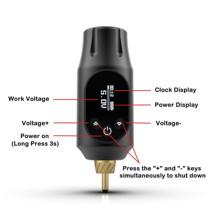 Wireless Tattoo Pen with OLED Display and RCA Connector - Mini Battery Powered Rotary Machine Pen for Professional Tattoo Artists - Renee Lane Company