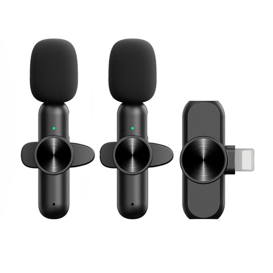 Wireless lavalier microphone portable audio video recording mini microphone for iPhone Type C ipad live game phone microphone - Renee Lane Company