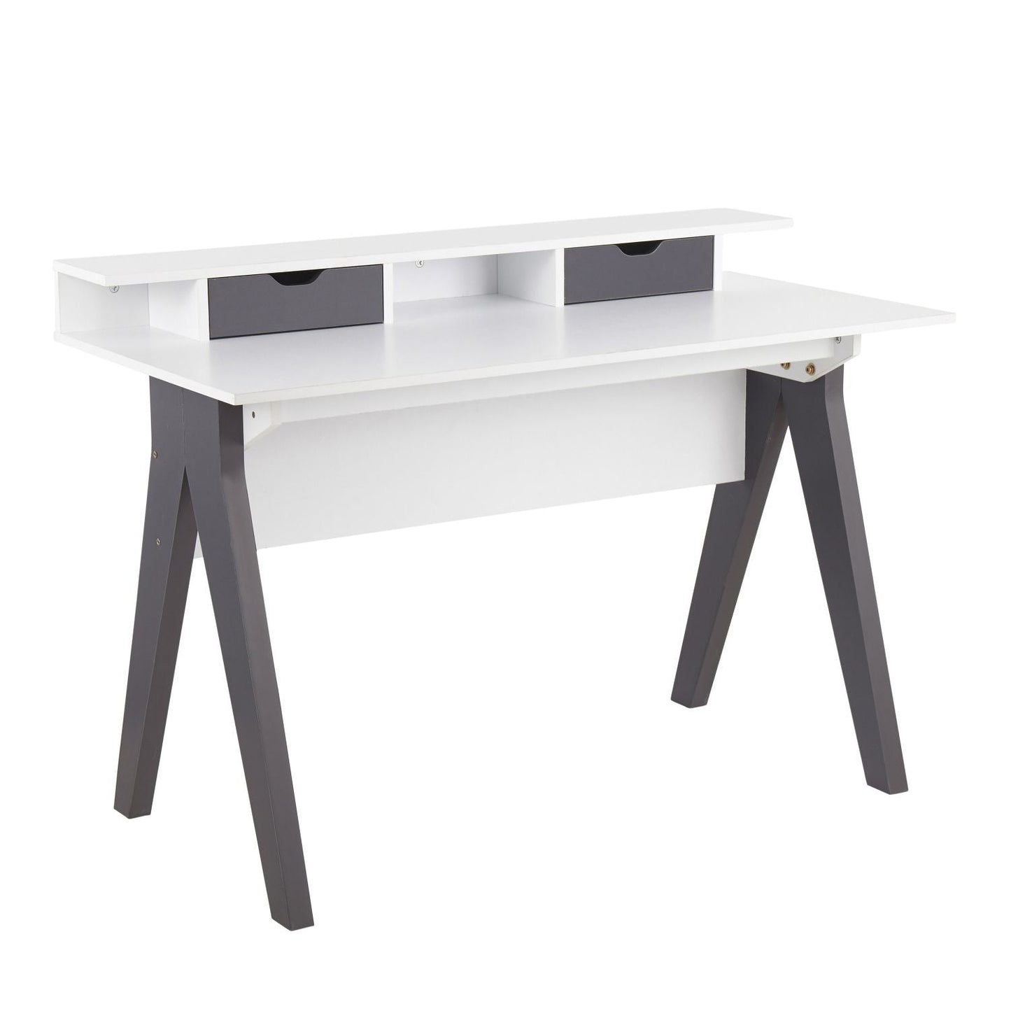 Wishbone Contemporary Desk in Grey and White Wood by - Renee Lane Company