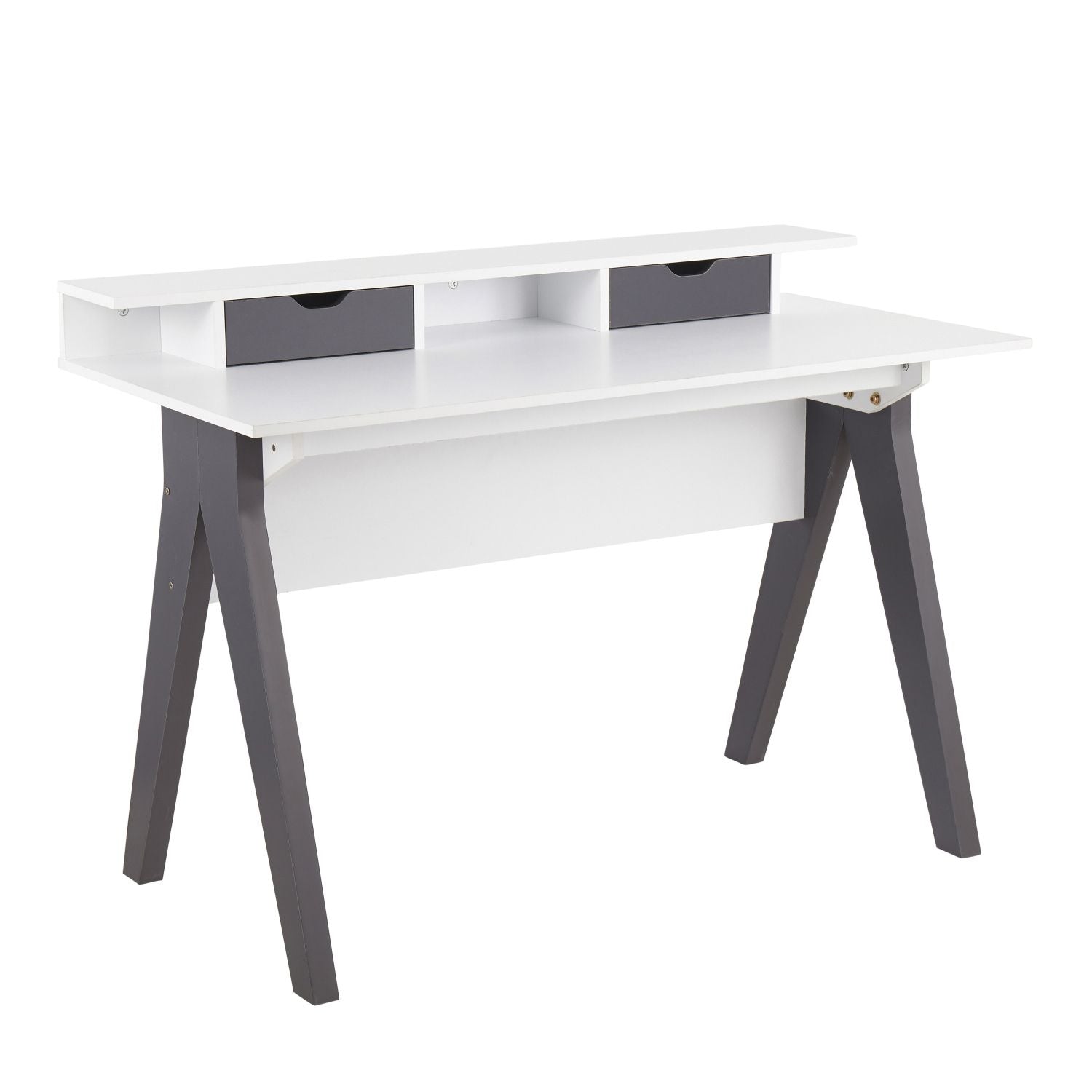 Wishbone Contemporary Desk in Grey and White Wood by - Renee Lane Company