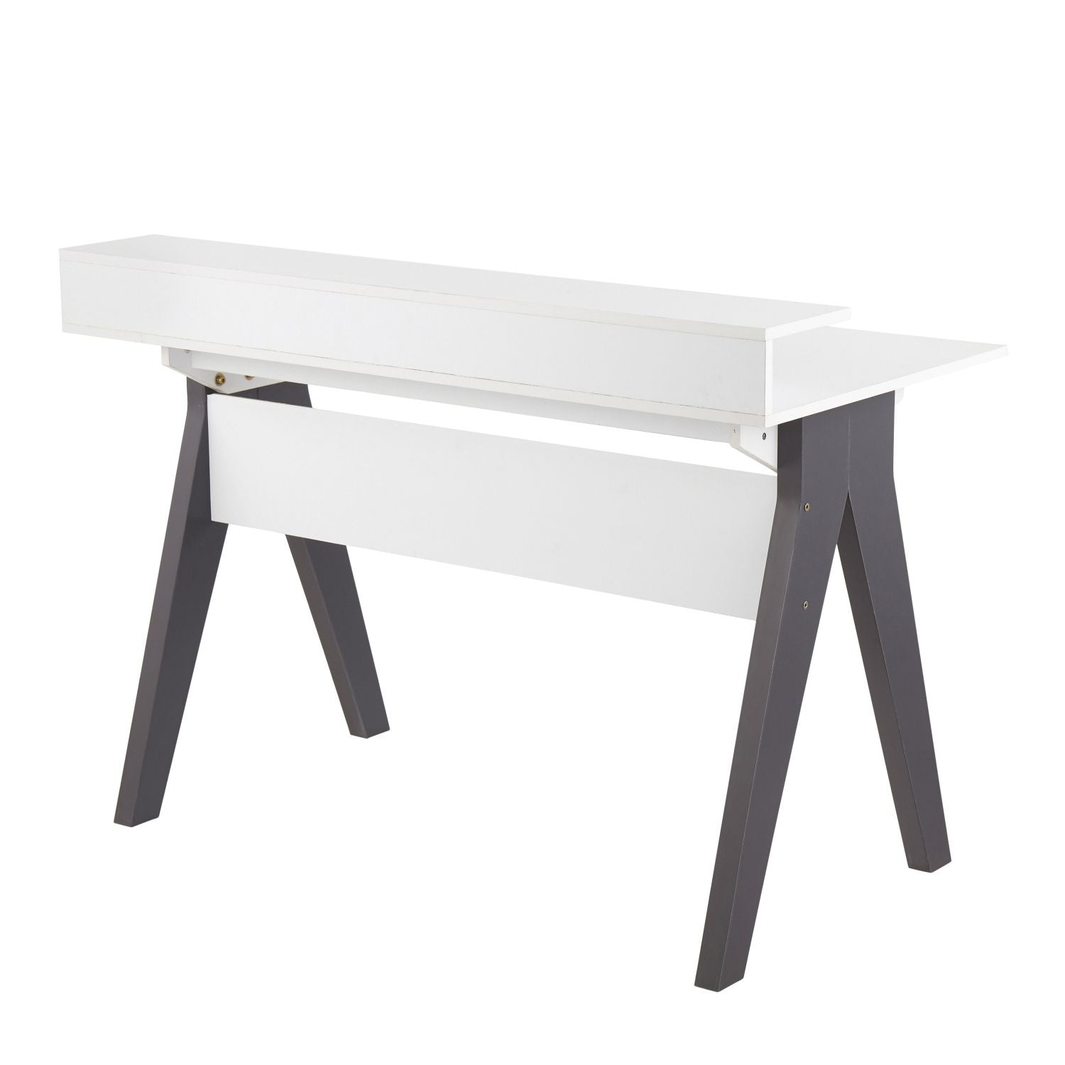 Wishbone Contemporary Desk in Grey and White Wood by - Renee Lane Company