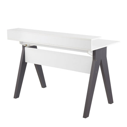Wishbone Contemporary Desk in Grey and White Wood by - Renee Lane Company