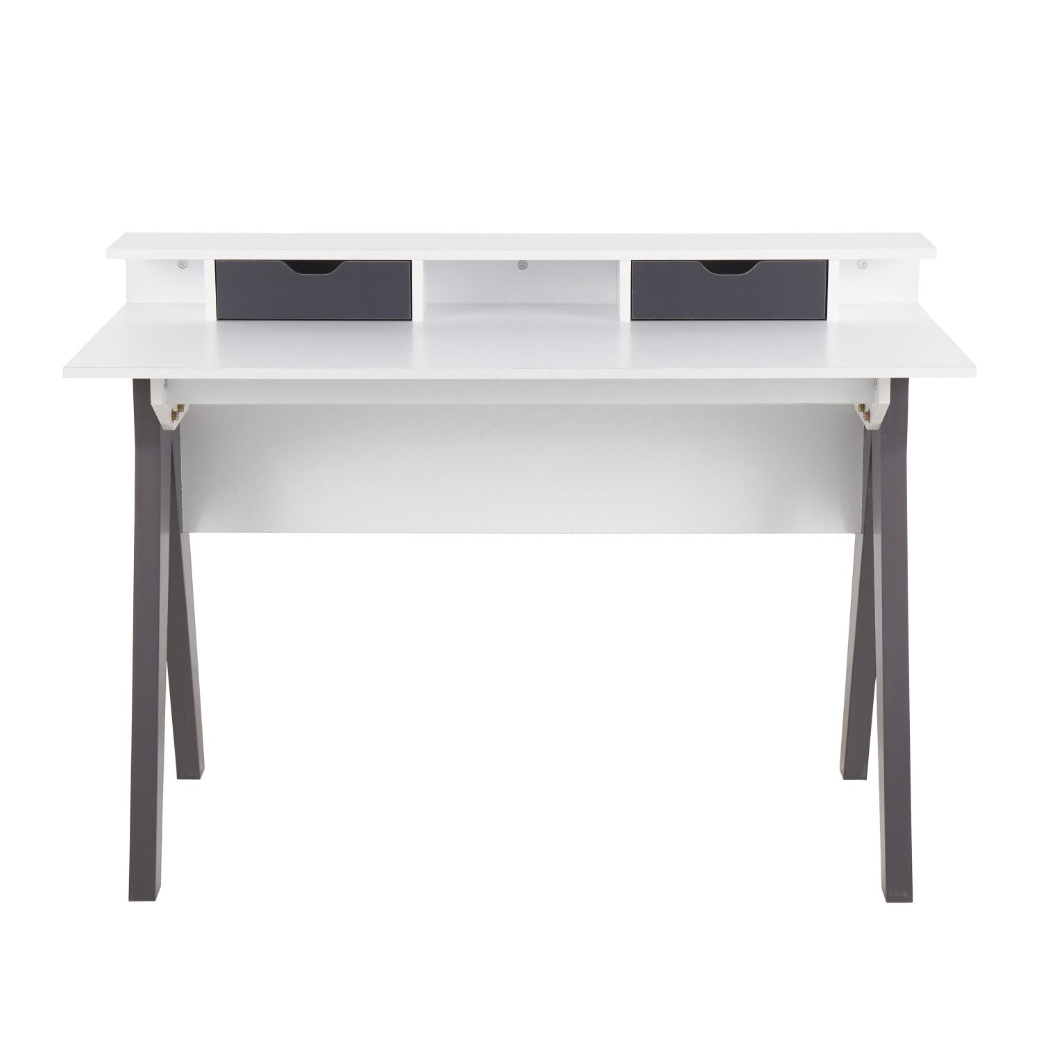 Wishbone Contemporary Desk in Grey and White Wood by - Renee Lane Company