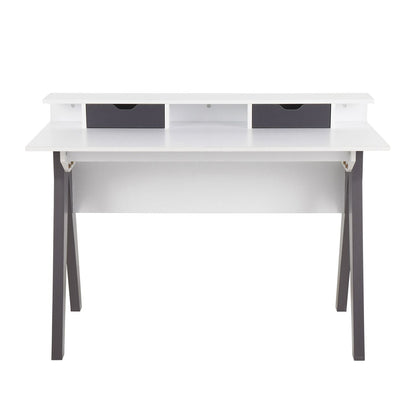 Wishbone Contemporary Desk in Grey and White Wood by - Renee Lane Company