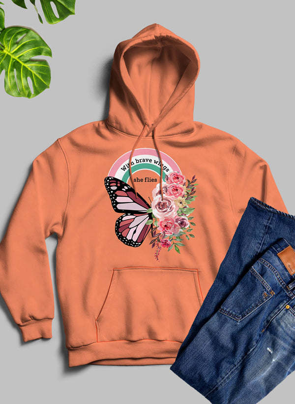With Brave Wings She Flies Hoodie - Renee Lane Company