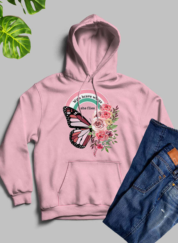 With Brave Wings She Flies Hoodie - Renee Lane Company