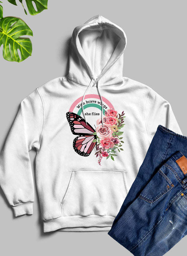 With Brave Wings She Flies Hoodie - Renee Lane Company