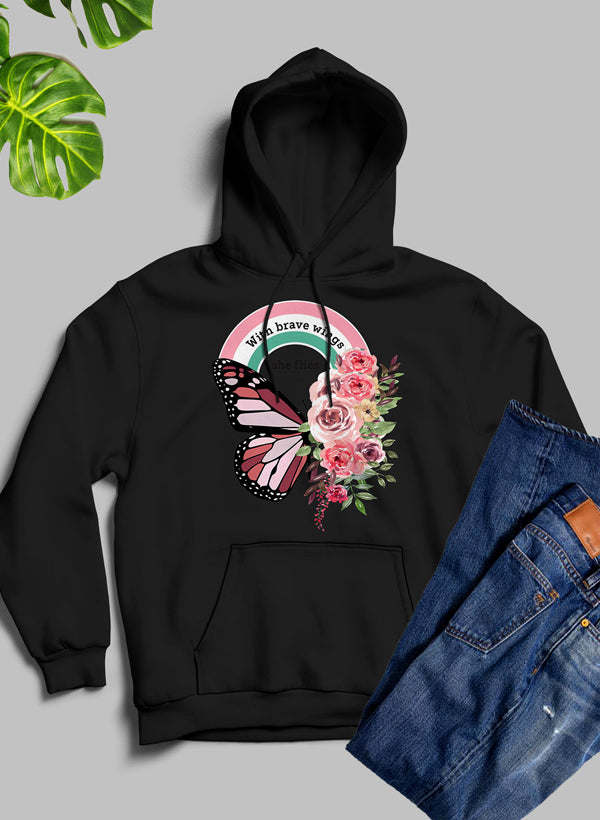 With Brave Wings She Flies Hoodie - Renee Lane Company