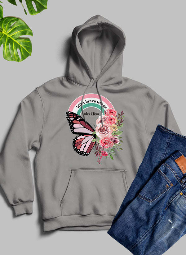 With Brave Wings She Flies Hoodie - Renee Lane Company