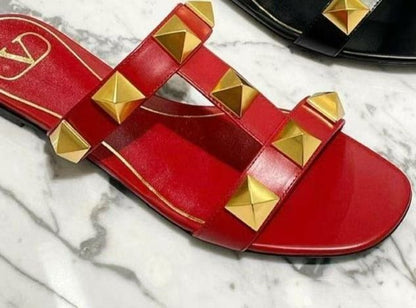 Women Design Stud Slide Sandal Embellished With Maxi Studs - Renee Lane Company