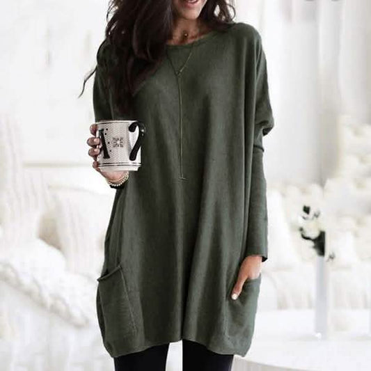 Women Long Sleeve Top Casual Pocket T-Shirt - Renee Lane Company