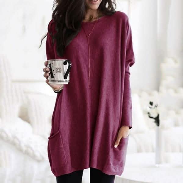 Women Long Sleeve Top Casual Pocket T-Shirt - Renee Lane Company