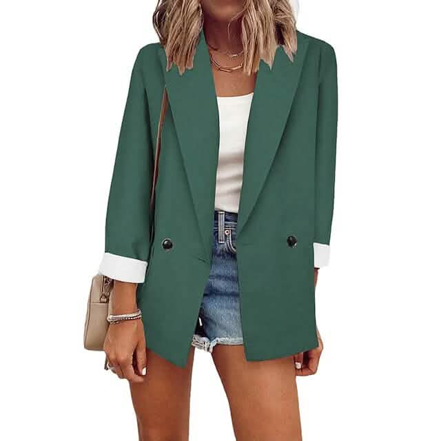 Women's Basic Double Breasted Solid Colored Blazer - Renee Lane Company