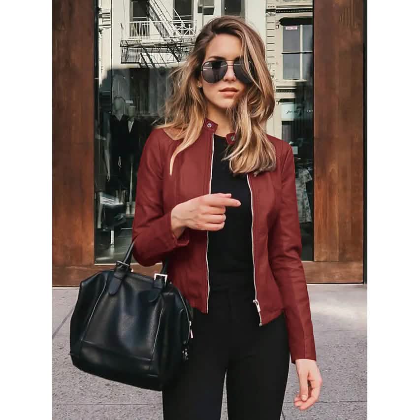 Women's Faux Leather Jacket - Renee Lane Company