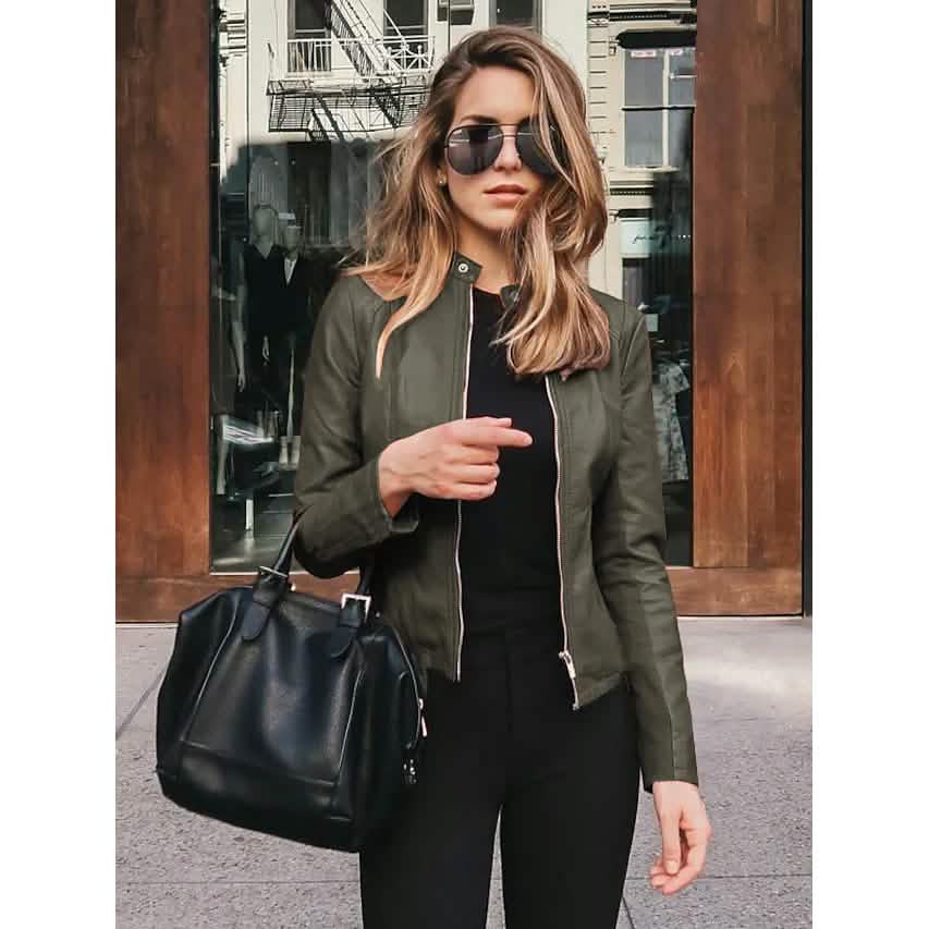 Women's Faux Leather Jacket - Renee Lane Company