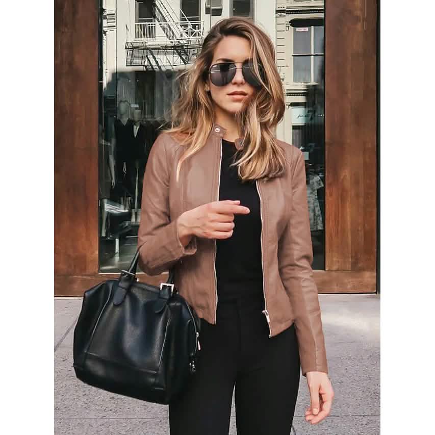 Women's Faux Leather Jacket - Renee Lane Company