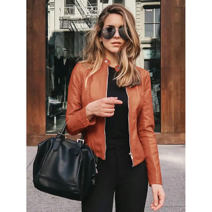 Women's Faux Leather Jacket - Renee Lane Company